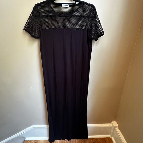 La Dystinction black mesh maxi t-shirt dress SIZE M - Picture 1 of 6